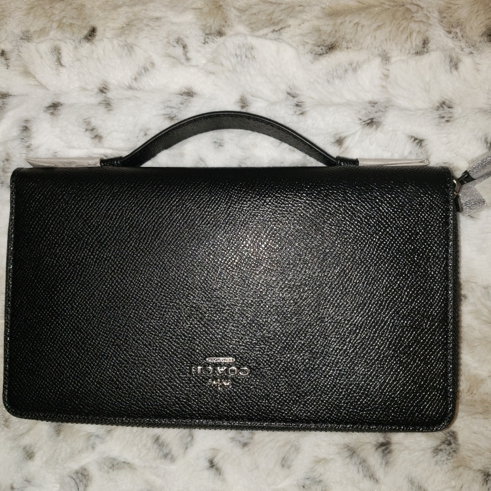 Coach Antique Black Double Zip Travel Wallet